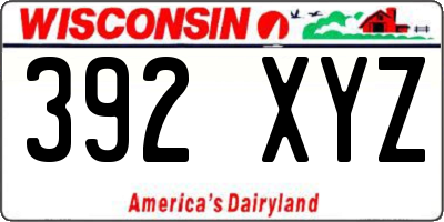 WI license plate 392XYZ