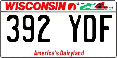 WI license plate 392YDF
