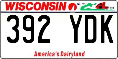 WI license plate 392YDK