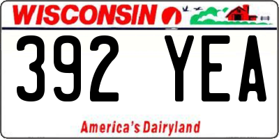 WI license plate 392YEA
