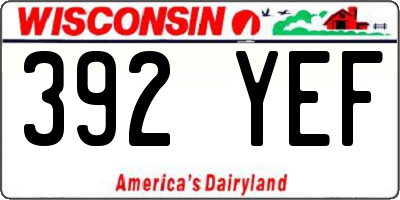 WI license plate 392YEF