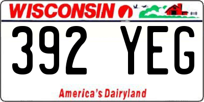 WI license plate 392YEG
