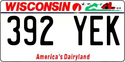WI license plate 392YEK