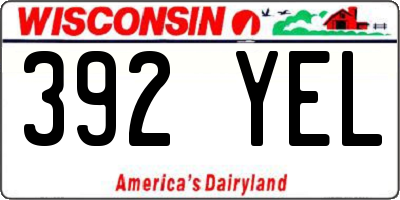 WI license plate 392YEL