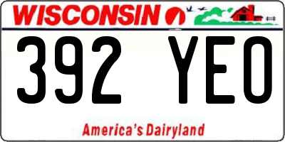 WI license plate 392YEO