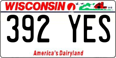 WI license plate 392YES