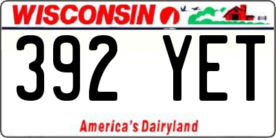 WI license plate 392YET