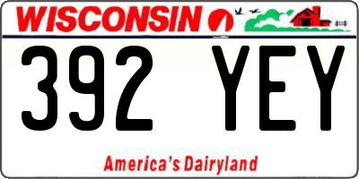 WI license plate 392YEY