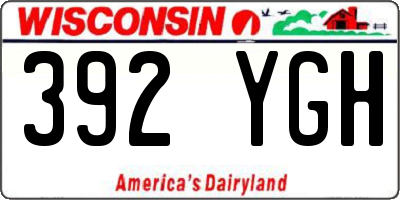 WI license plate 392YGH