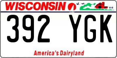 WI license plate 392YGK
