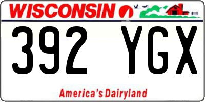 WI license plate 392YGX