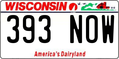 WI license plate 393NOW