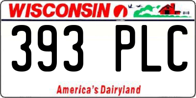 WI license plate 393PLC