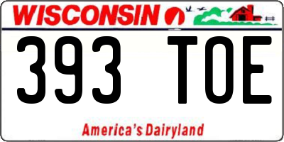 WI license plate 393TOE