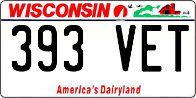 WI license plate 393VET