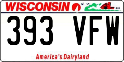WI license plate 393VFW