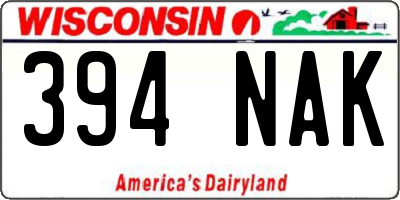 WI license plate 394NAK