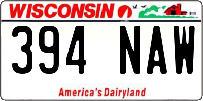 WI license plate 394NAW