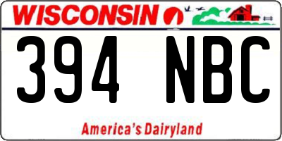 WI license plate 394NBC