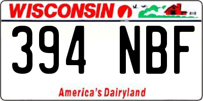 WI license plate 394NBF