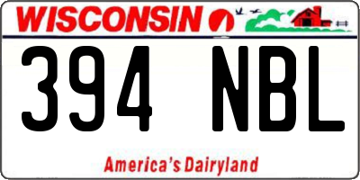 WI license plate 394NBL