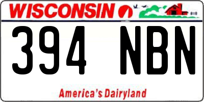 WI license plate 394NBN