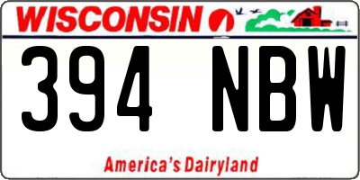WI license plate 394NBW