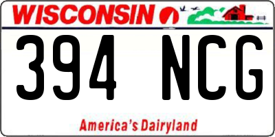 WI license plate 394NCG