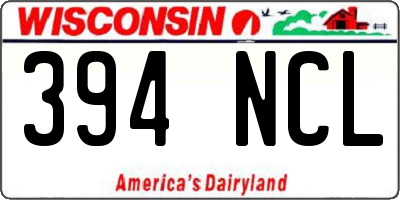 WI license plate 394NCL