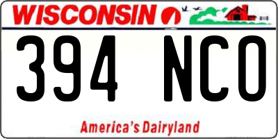 WI license plate 394NCO