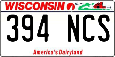 WI license plate 394NCS