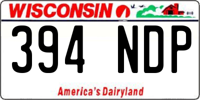 WI license plate 394NDP