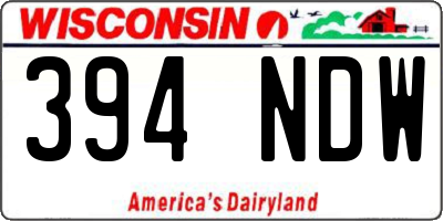 WI license plate 394NDW