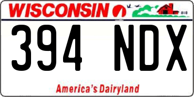 WI license plate 394NDX