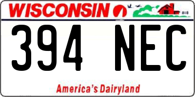 WI license plate 394NEC