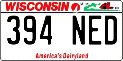 WI license plate 394NED