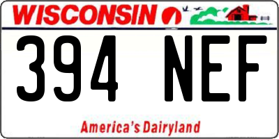 WI license plate 394NEF