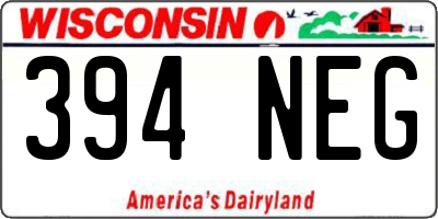 WI license plate 394NEG