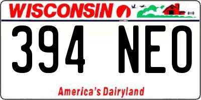 WI license plate 394NEO