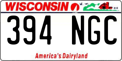 WI license plate 394NGC