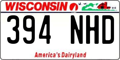 WI license plate 394NHD