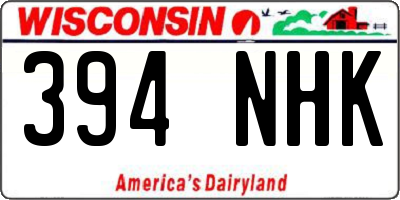 WI license plate 394NHK