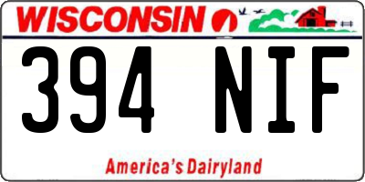 WI license plate 394NIF