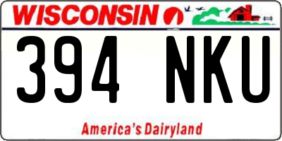 WI license plate 394NKU