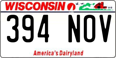 WI license plate 394NOV
