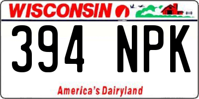 WI license plate 394NPK