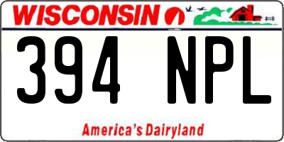WI license plate 394NPL