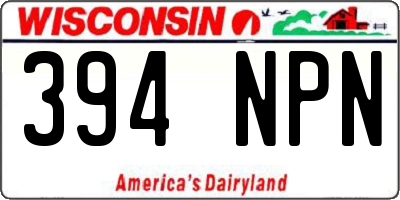 WI license plate 394NPN