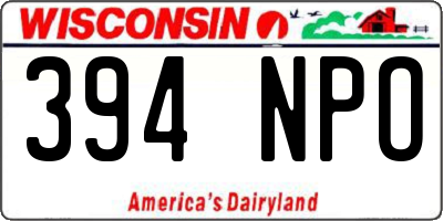 WI license plate 394NPO