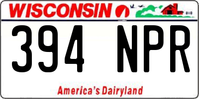 WI license plate 394NPR